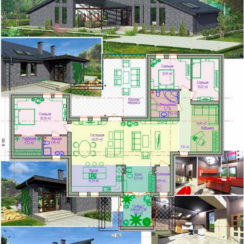 Проект П-образного дома (1 эт. 168м2)